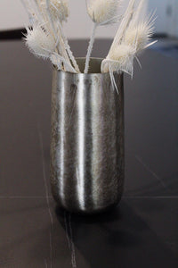 Silver Metallic Vase Antique Finish Vase for Branches Modern Vase Floral Arrangement Organic Vessel Distressed Texture Wabi Sabi Aesthetic