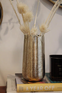 Silver Metallic Vase Antique Finish Vase for Branches Modern Vase Floral Arrangement Organic Vessel Distressed Texture Wabi Sabi Aesthetic