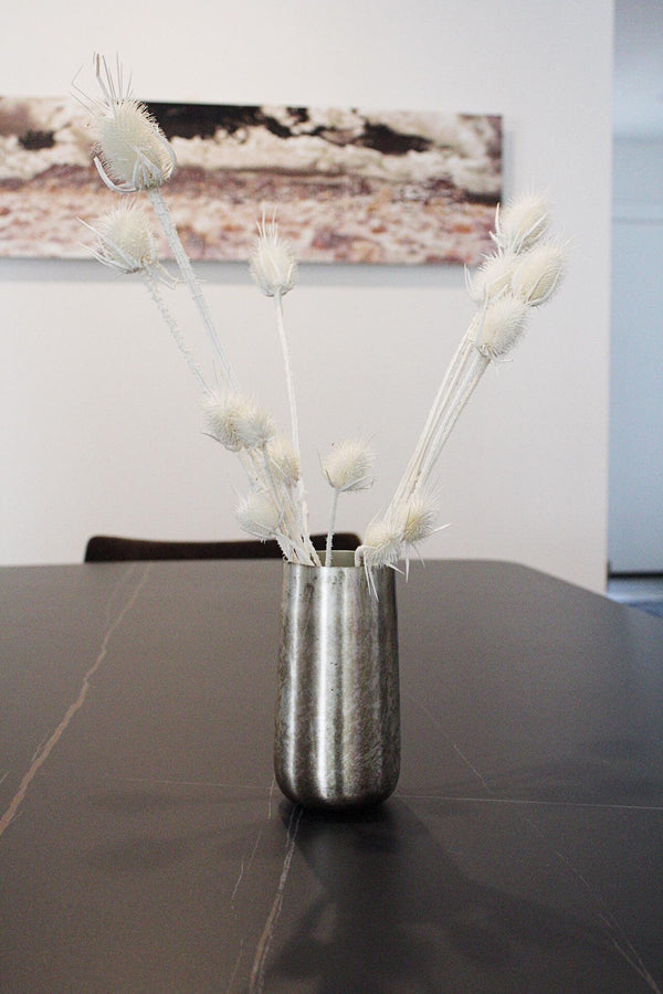 Silver Metallic Vase Antique Finish Vase for Branches Modern Vase Floral Arrangement Organic Vessel Distressed Texture Wabi Sabi Aesthetic