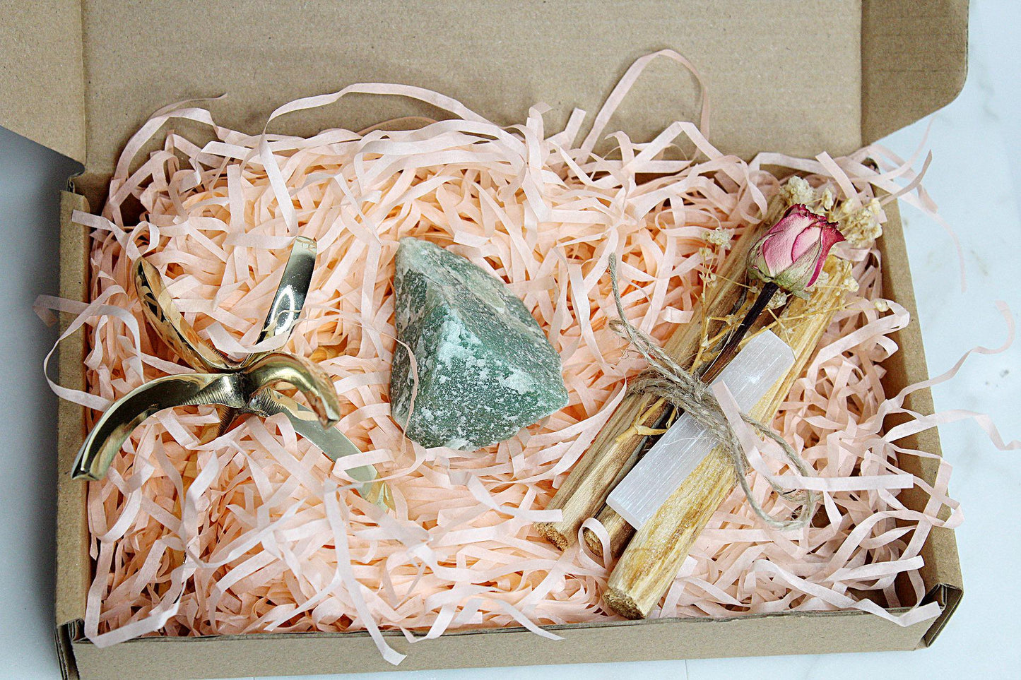 Smudging Kit Palo Santo Selenite Aventurine Crystal Healing Set Energy Clearing Spiritual Gift Meditation Yoga Altar Supplies Housewarming Gift Birthday Gift Holiday Gift Christmas Gift