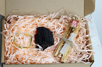 Crystal Healing Kit Protection Bundle Spiritual Gift Set Black Tourmaline Selenite Energy Clearing Meditation Tool Chakra Balancing Altar Supplies