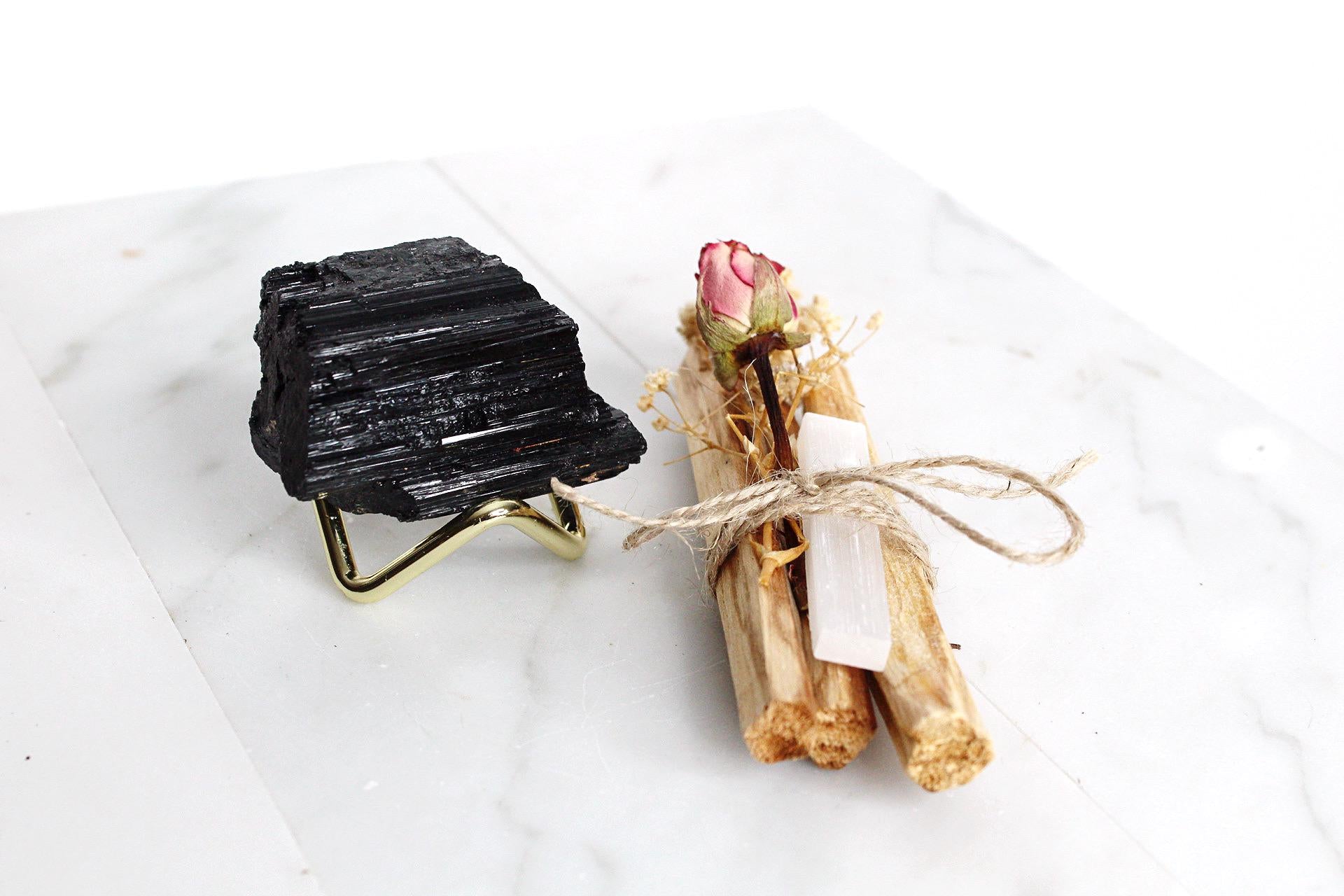 Spiritual Gift Set Crystal Healing Bundle Energy Clearing Set Meditation Supplies Black Tourmaline Selenite Chakra Balance Home Cleansing Kit