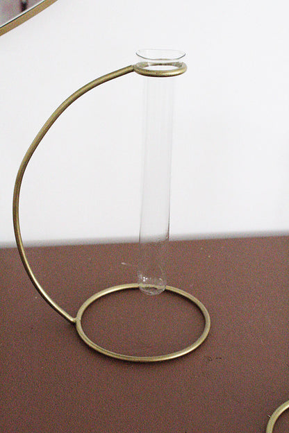 Glass Bud Vase Brass Stand Single Flower Display Plant Propagation Modern Home Decor Minimalist Floral Arrangement Wedding Centerpiece Event Decor Plant Lover Gift Boho Minimal Decor