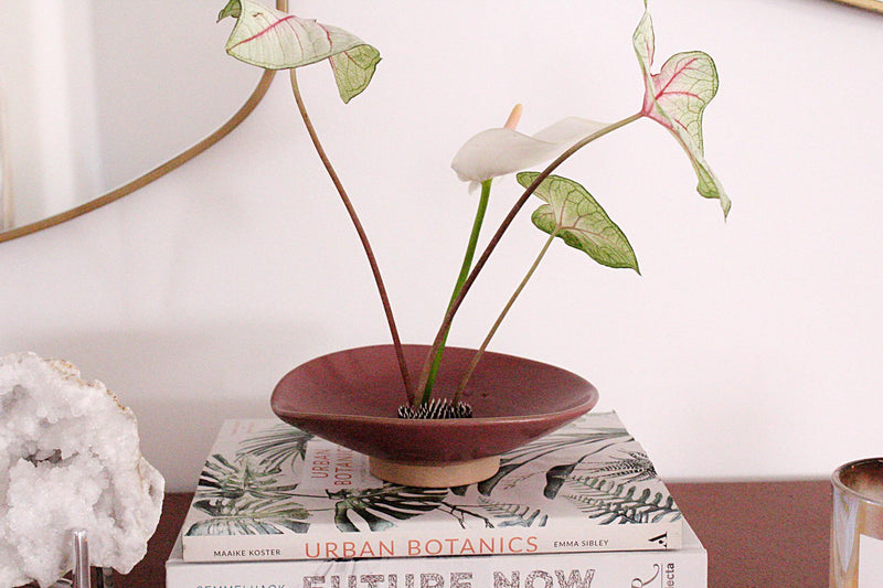 Ikebana Bowl Japanese Flower Vase Purple Ceramic Vase Modern Home Decor Minimalist Vase Zen Home Decor Meditation Room Decor Flower Arrangement Vase Wedding Gift Mothers Day Gift