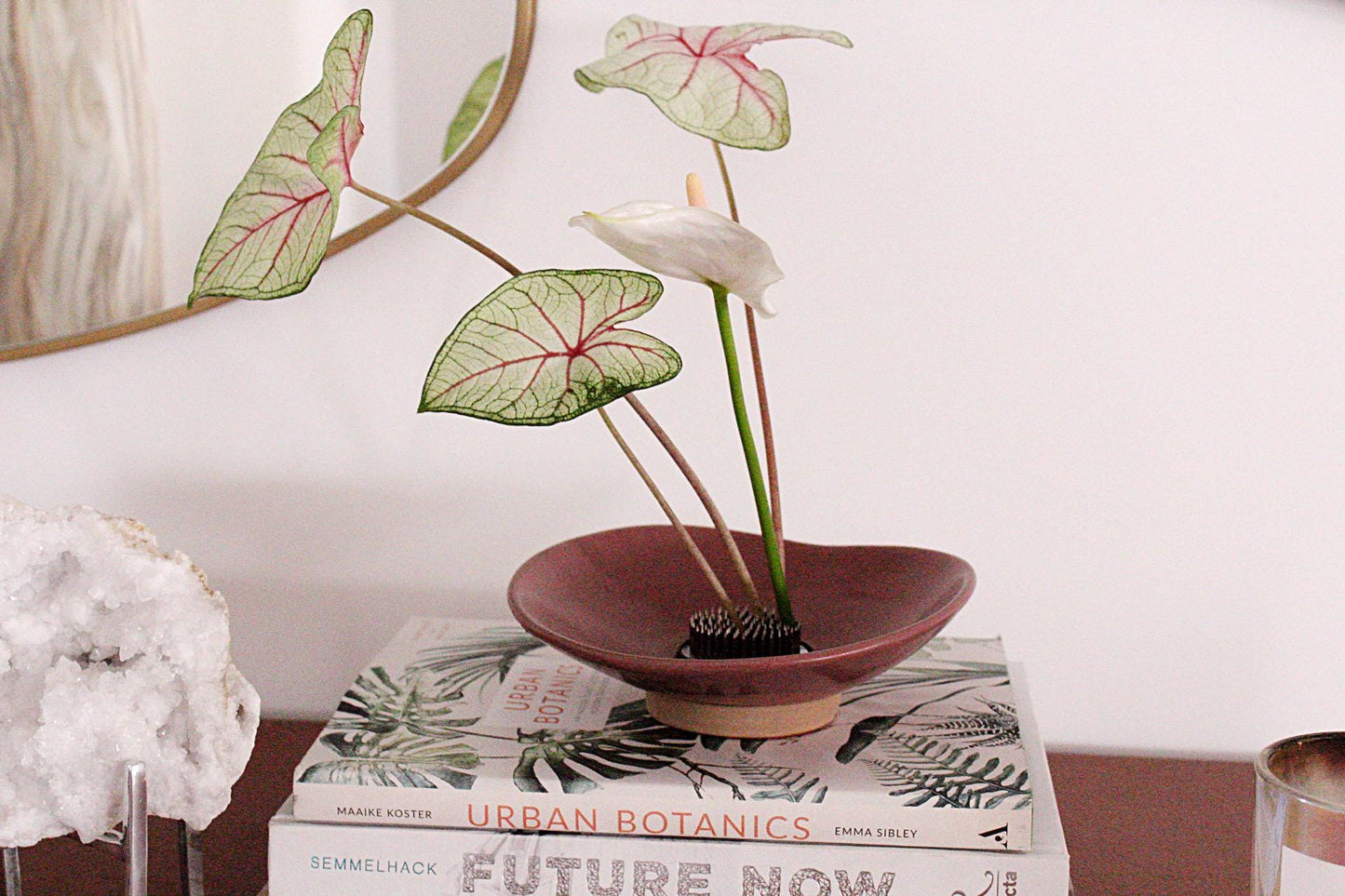 Purple Ceramic Ikebana Bowl Modern Vase Minimalist Vase Wabi Sabi Home Decor Luxury Home Decor High End Home Decor Flower Arranging Vase Japanese Flower Vase Housewarming Gift