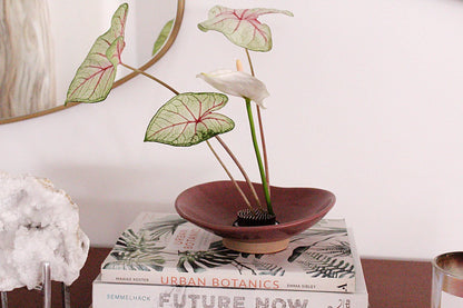 Purple Ceramic Ikebana Bowl Modern Vase Minimalist Vase Wabi Sabi Home Decor Luxury Home Decor High End Home Decor Flower Arranging Vase Japanese Flower Vase Housewarming Gift