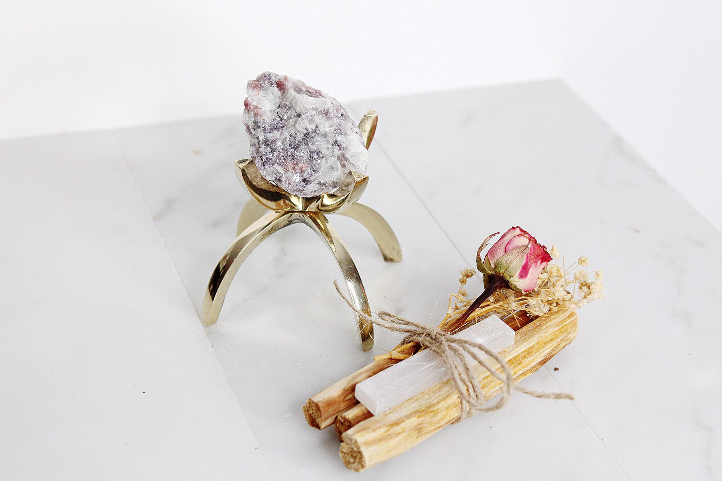Pink Tourmaline Crystal Selenite Stick Palo Santo Sticks Energy Clearing Energy Cleansing Meditation Energy Healing Spiritual Guidance Crystal Set Spiritual Set