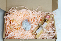 Celestite and Palo Santo Set Healing Crystals and Incense Meditation Starter Pack Spiritual Gift Set Home Altar Supplies Crystal Meditation Set Meditation Room Decor Spiritual Home Decor