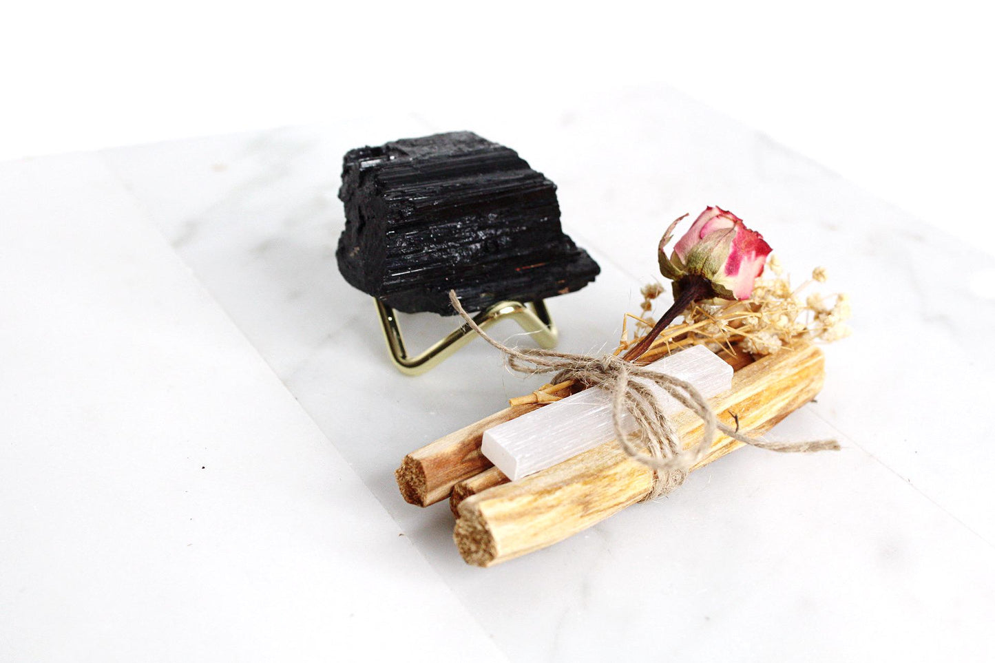 Spiritual Gift Set Crystal Healing Bundle Energy Clearing Set Meditation Supplies Black Tourmaline Selenite Chakra Balance Home Cleansing Kit