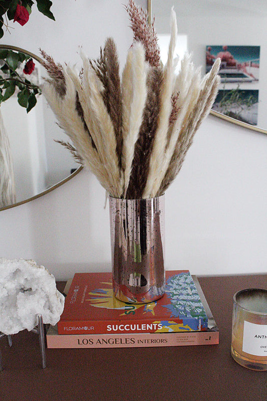 Rose Gold Vase Mercury Glass Vase Dried Flower Vase Pampas Grass Vase Modern Boho Decor Farmhouse Decor Wedding Centerpiece Home Decor Vase Gift for Her Housewarming Gift