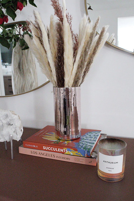 Rose Gold Vase Mercury Glass Vase Dried Flower Vase Pampas Grass Vase Modern Boho Decor Farmhouse Decor Wedding Centerpiece Home Decor Vase Gift for Her Housewarming Gift