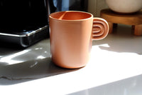 Modern Coffee Cup Terracotta Design Farmhouse Style Mug Black Handle Detail Ceramic Kitchen Essential Perfect Mom Present Coffee Lover Gift Rustic Home Accent Beautiful Country Charm Premium Quality Construction Daily Use Favorite Cup