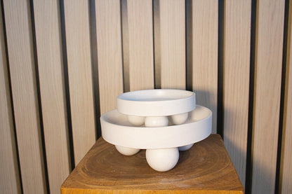 Small White Ceramic Plant Saucer – Indoor Tray Riser, Modern Decor