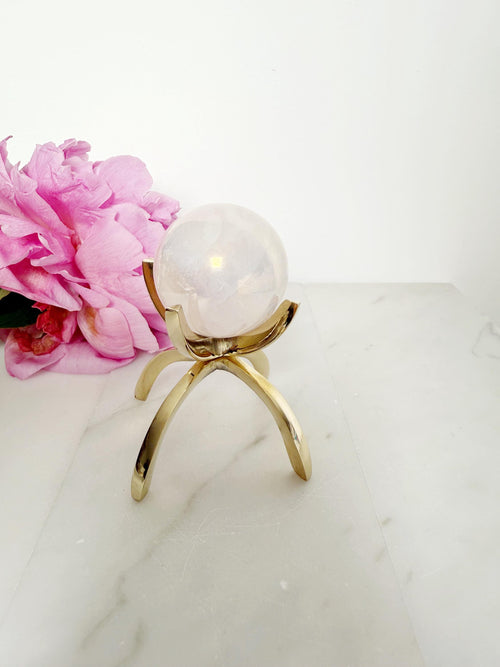 Angel Aura Rose Quartz Sphere Set – Pink Crystal Home Decor