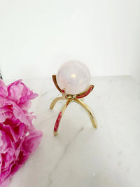 Angel Aura Rose Quartz Sphere Set – Pink Crystal Home Decor