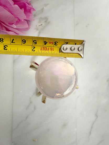 Angel Aura Rose Quartz Sphere Set – Pink Crystal Home Decor