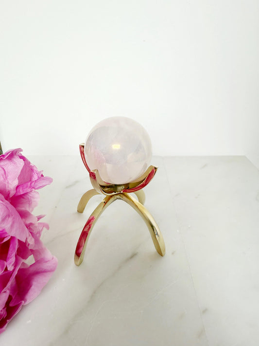 Angel Aura Rose Quartz Sphere Set – Pink Crystal Home Decor