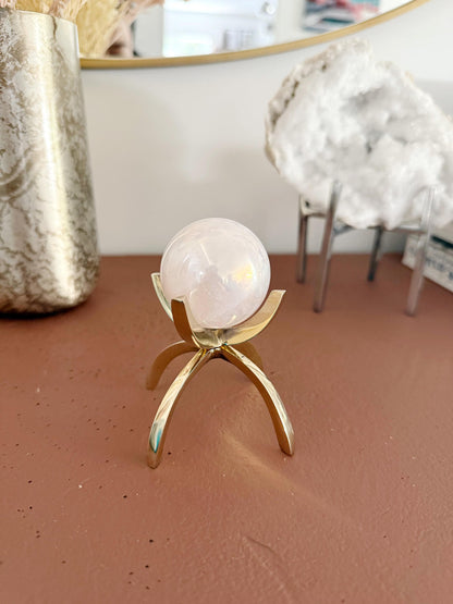 Angel Aura Rose Quartz Sphere Set – Pink Crystal Home Decor