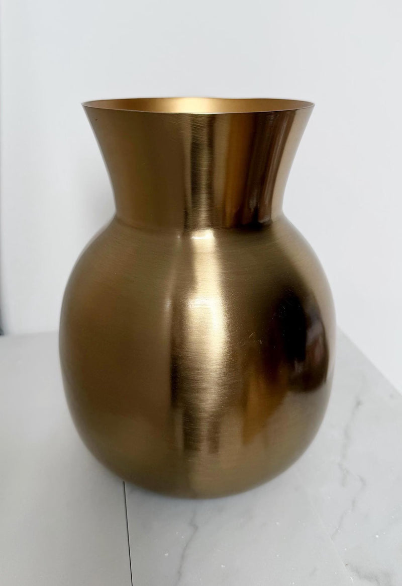 Modern Gold Metal Vase – Round Flower Container