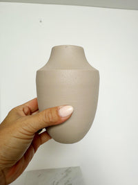 Modern Beige Metal Vase – Minimalist Round Matte Finish Table Decor