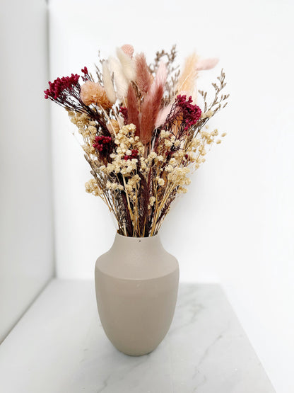 Modern Beige Metal Vase – Minimalist Round Matte Finish Table Decor