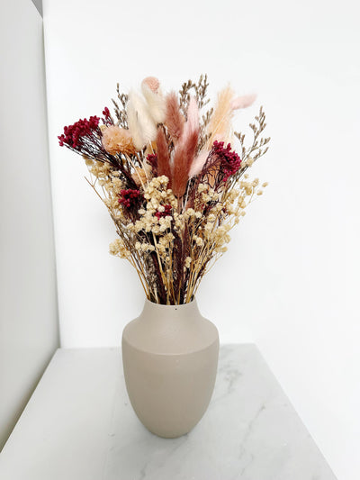 Modern Beige Metal Vase – Minimalist Round Matte Finish Table Decor
