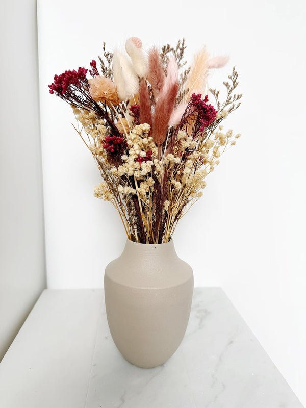 Modern Beige Metal Vase – Minimalist Round Matte Finish Table Decor