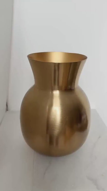 Modern Gold Metal Vase – Round Flower Container