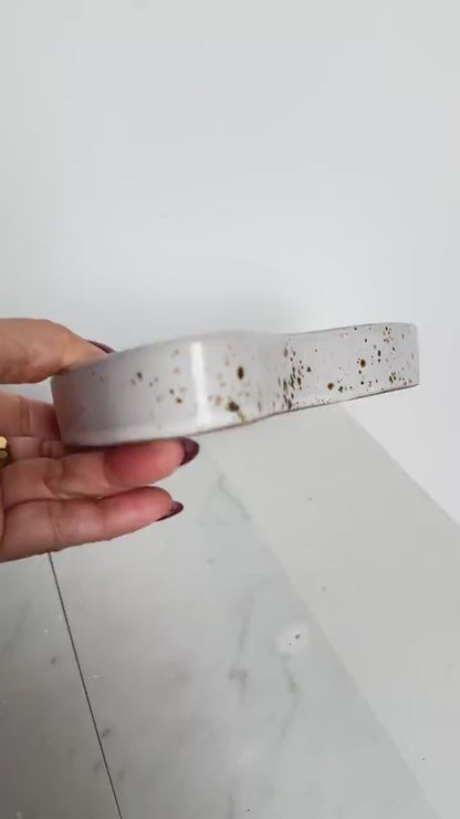 Ceramic Trinket Dish – Handmade Speckled Catchall Tray