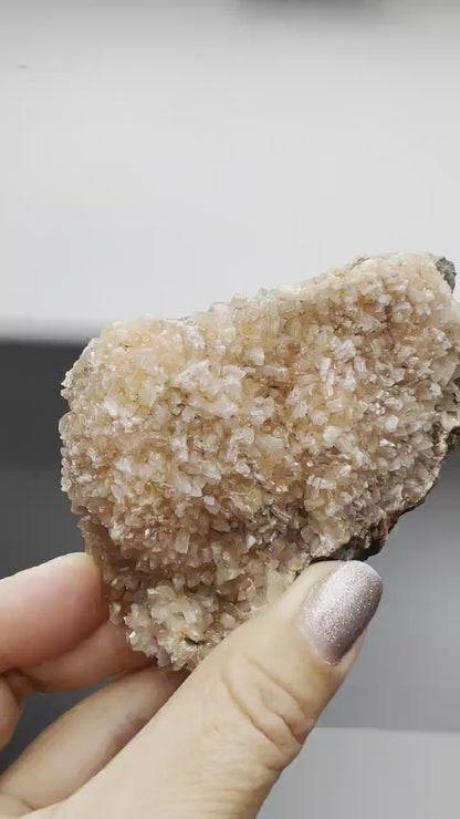 Heulandite & Pink Quartz Crystal on Brass Claw Stand – Unique Decor Accent