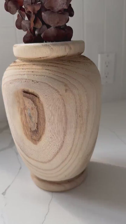 Organic Floral Container Wood Accent Vase - Japandi Farmhouse Decor