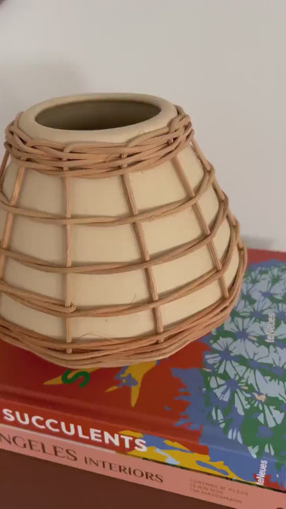 Ceramic Vase with Rattan – Boho Woven Home Decor Accent