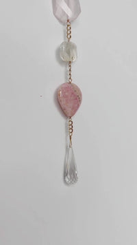 Calming Sun Catcher - Crystal Brass Moon Wall Hanging with Citrine & Quartz