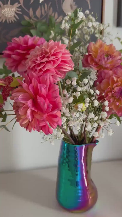 Iridescent Ceramic Vase – Maximalist Table Centerpiece