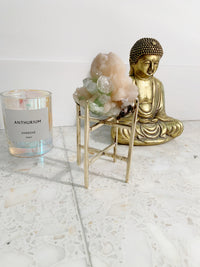 Brass Crystal Tower Display Stand - Gold Geometric Candle Holder