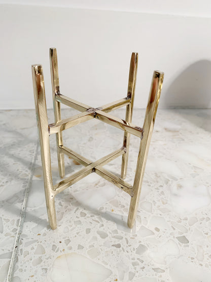 Brass Crystal Tower Display Stand - Gold Geometric Candle Holder