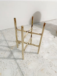 Brass Crystal Tower Display Stand - Gold Geometric Candle Holder