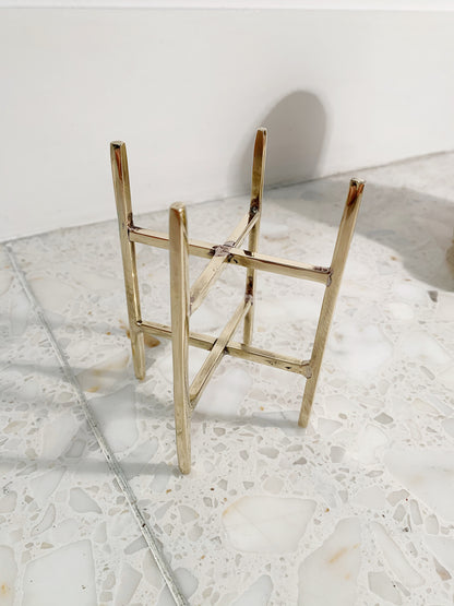 Brass Crystal Tower Display Stand - Gold Geometric Candle Holder